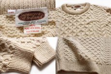 画像3: アイルランド製 Sweaters of Ireland ケーブル編み ウールニット セーター ナチュラル S (3)