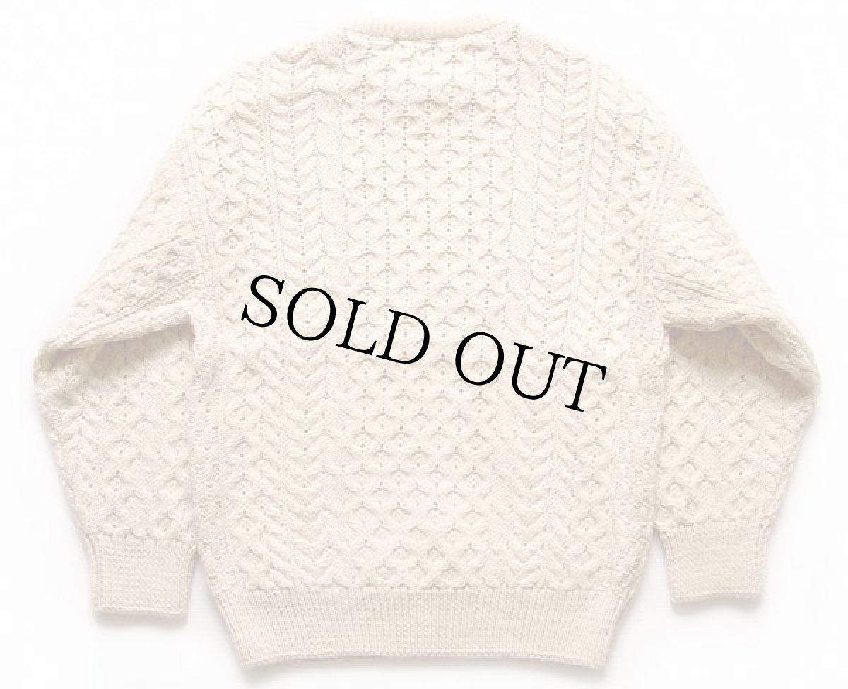 画像2: アイルランド製 Sweaters of Ireland ケーブル編み ウールニット セーター ナチュラル S★フィッシャーマン (2)