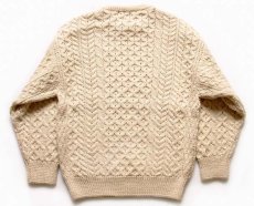 画像2: アイルランド製 Sweaters of Ireland ケーブル編み ウールニット セーター ナチュラル S (2)