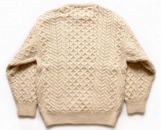 画像2: アイルランド製 Sweaters of Ireland ケーブル編み ウールニット セーター ナチュラル S★フィッシャーマン (2)