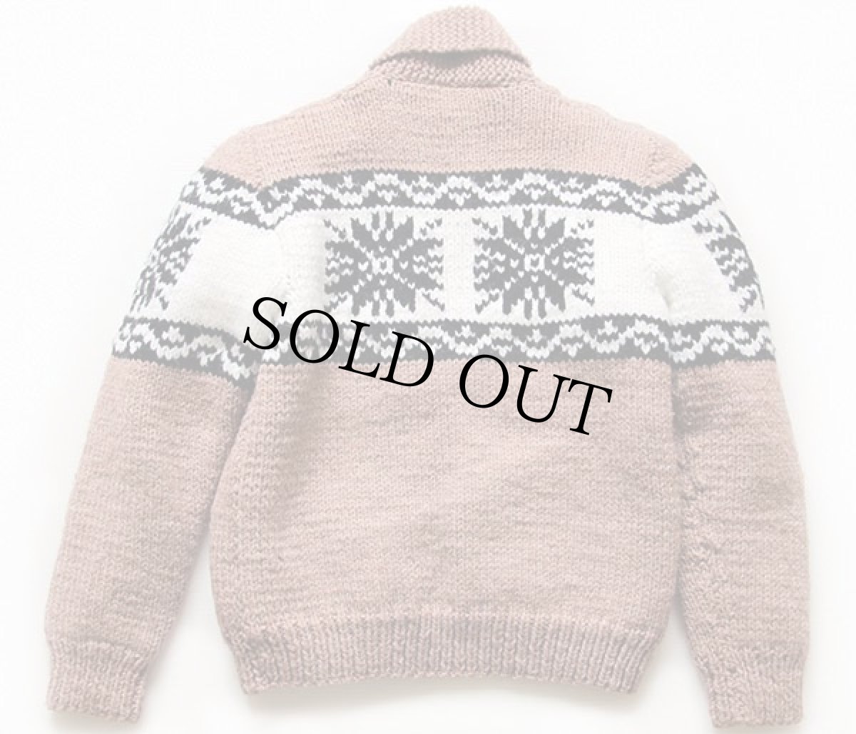 画像2: 70s 雪柄 中綿入り  ウール カウチンセーター (2)