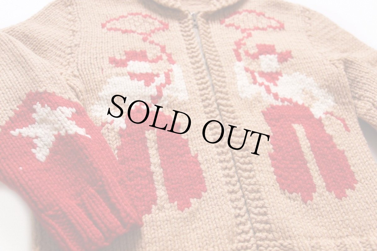 画像3: 60s カウボーイ柄  ウール カウチンセーター (3)