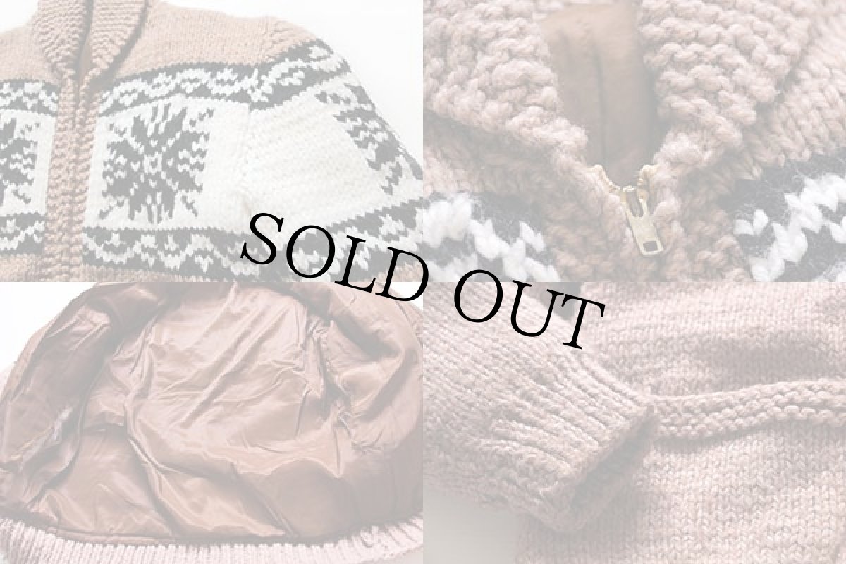 画像3: 70s 雪柄 中綿入り  ウール カウチンセーター (3)