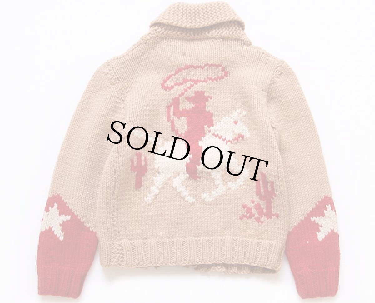 画像2: 60s カウボーイ柄  ウール カウチンセーター (2)