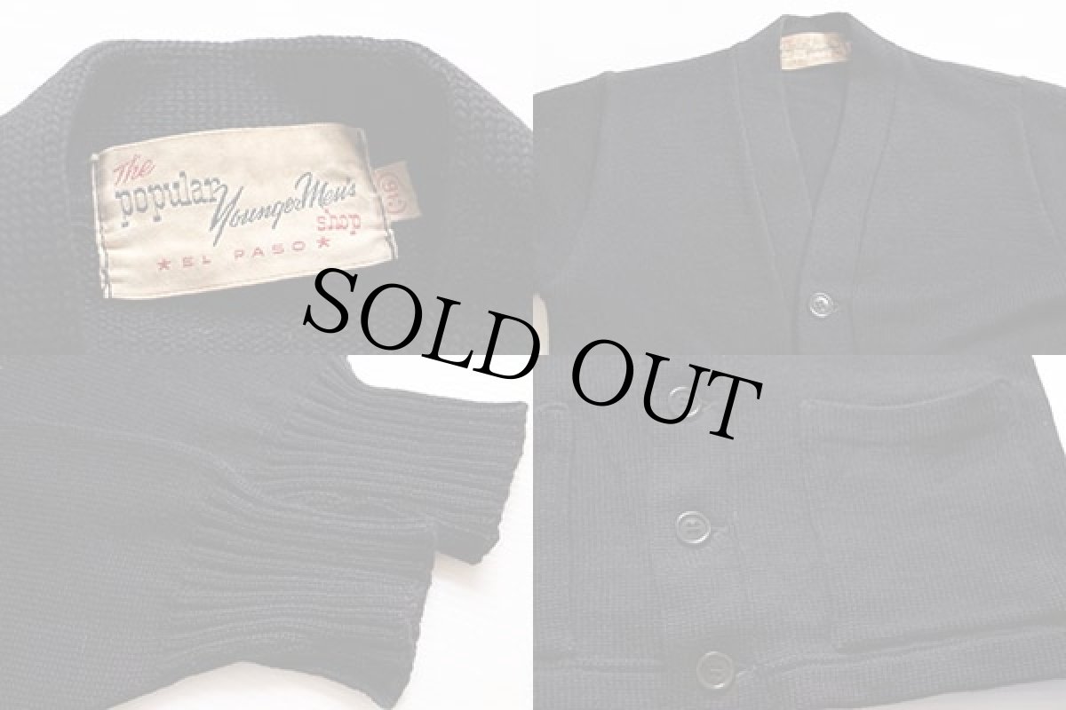 画像3: 50s ウールニット レタードカーディガン 黒 36 (3)