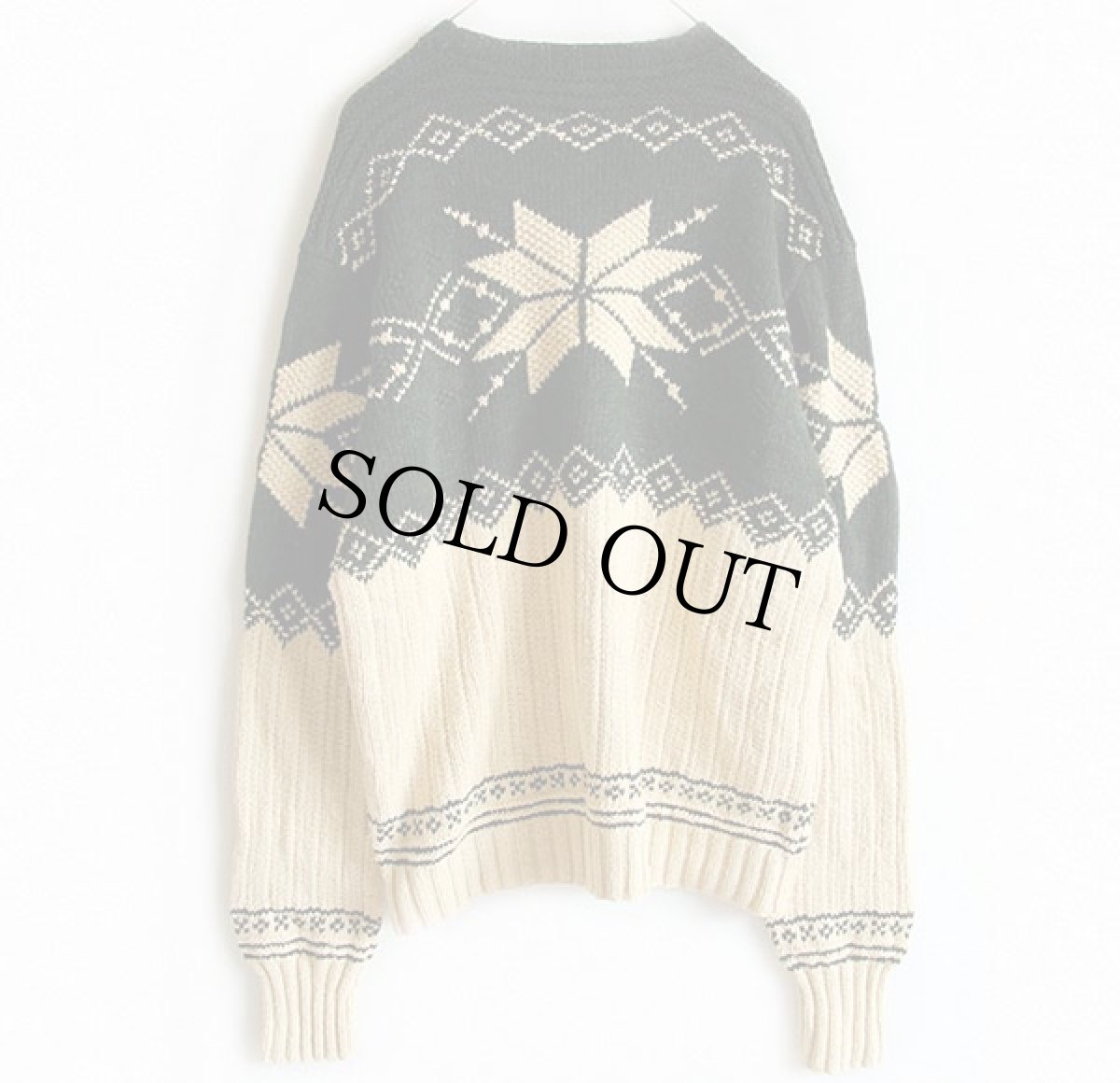 画像2: 90s ポロ ラルフローレン 雪柄 コットン×リネン ハンドニット セーター L (2)