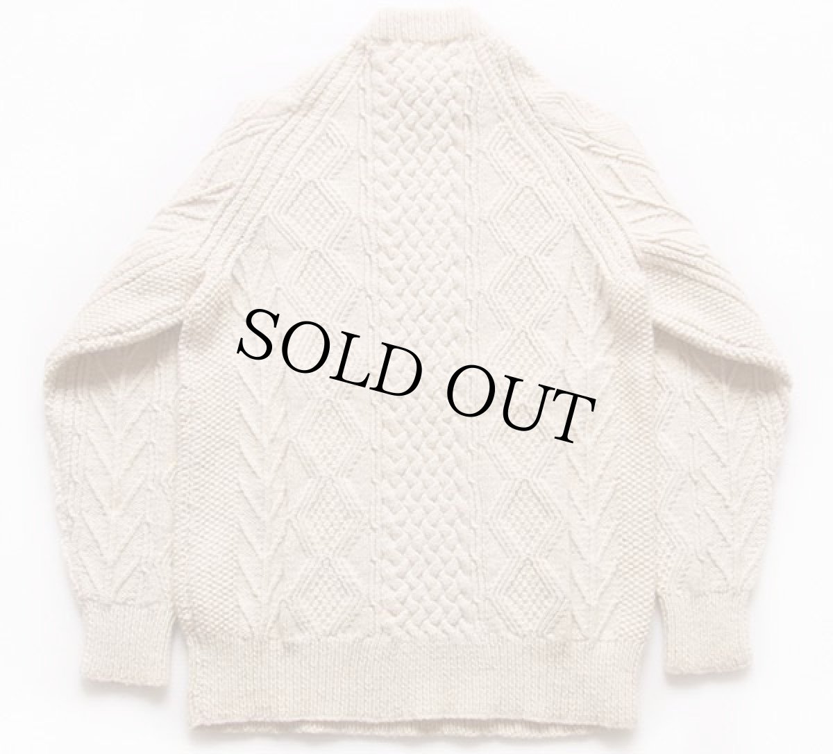 画像2: ビンテージ アイルランド製 ケーブル編み ウール ハンドニット セーター ナチュラル★フィッシャーマン (2)