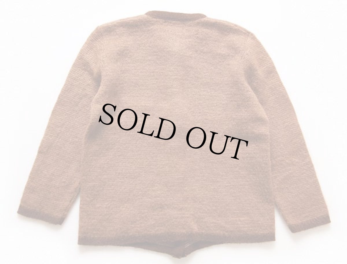 画像2: 60s バタフライ柄 モヘヤ ニット カーディガン 茶 (2)