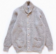 画像1: 80s USA製 Winona Knits ショールカラー ローゲージ ウールニットカーディガン L (1)