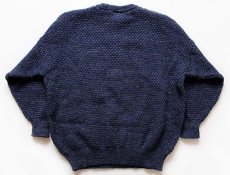 画像2: アイルランド製 Western Island ケーブル編み ネップ入り ウールニット セーター 紺★フィッシャーマン (2)