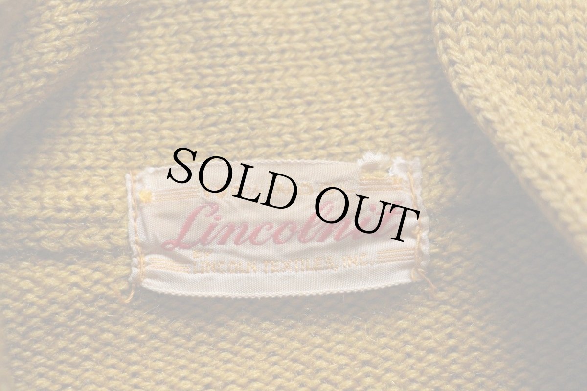 画像4: 40s LINCOLN パッチ付き ウールニット レタードカーディガン マスタード (4)