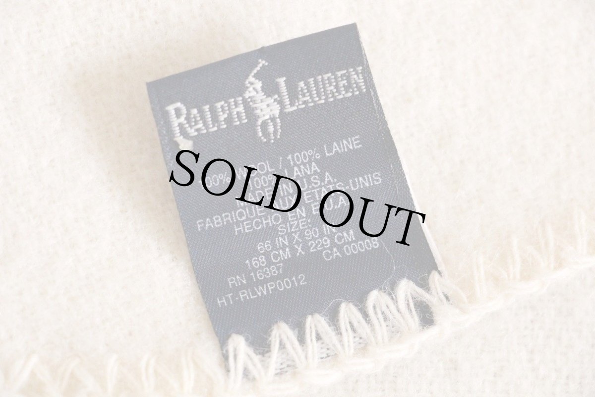 画像3: 90s USA製 ラルフローレン 無地 ウール ブランケット ナチュラル (3)