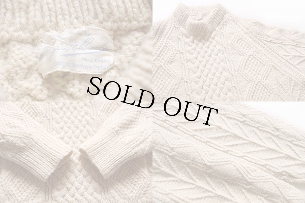 画像3: ビンテージ アイルランド製 ケーブル編み ウール ハンドニット セーター ナチュラル★フィッシャーマン (3)