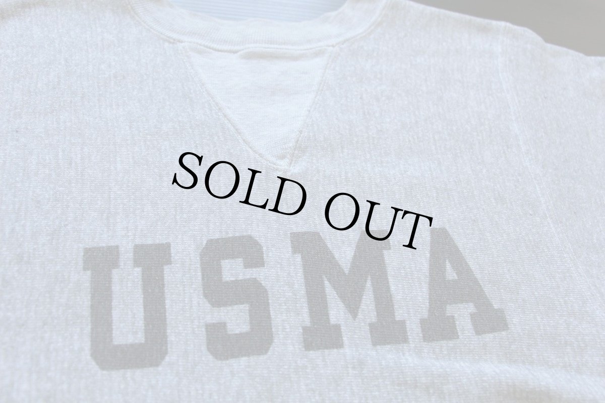 画像3: 70s USA製 Championチャンピオン 単色タグ USMA 染み込みプリント 前V リバースウィーブ スウェット 杢グレー S★U.S.ARMY (3)