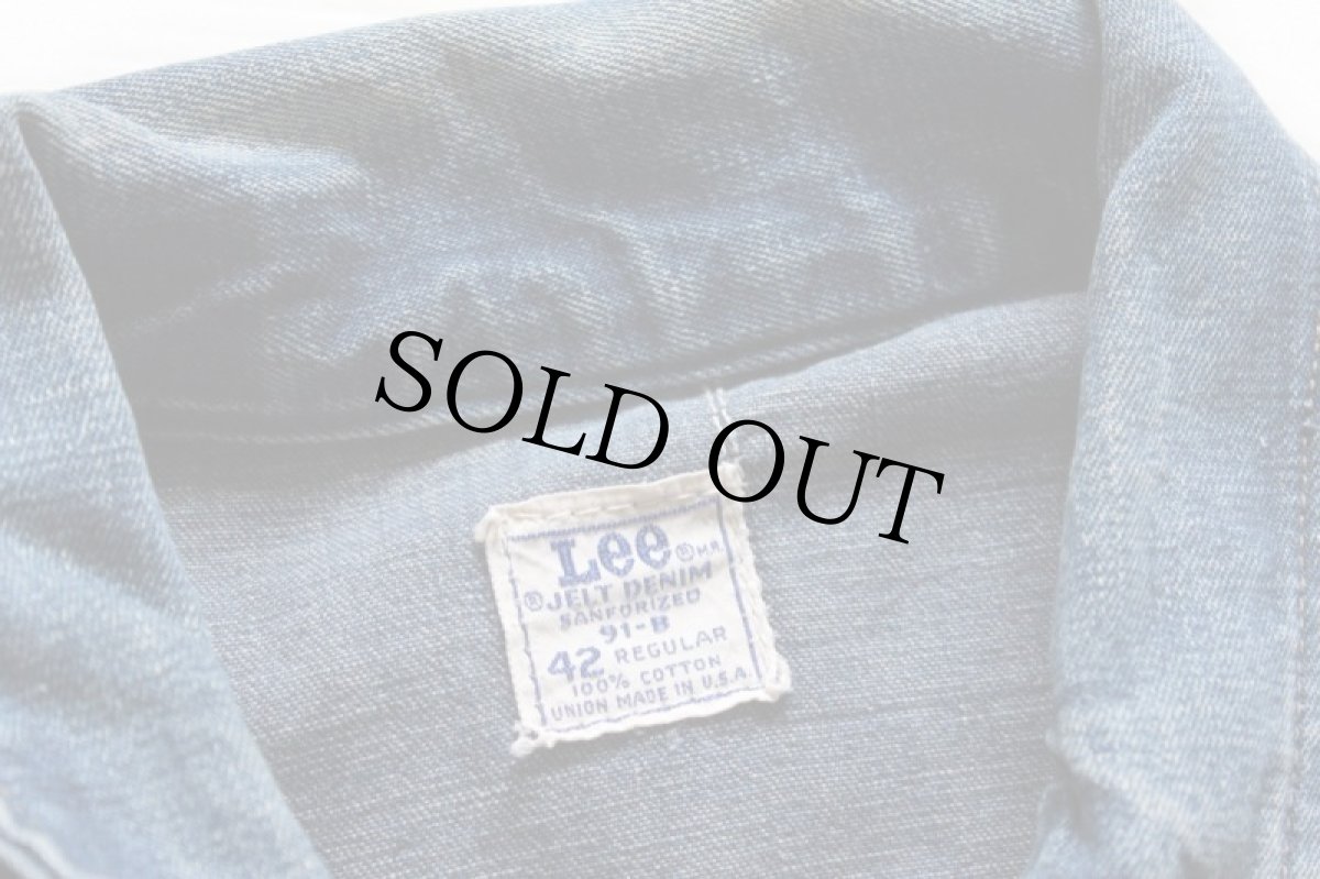 画像4: 60s USA製 Leeリー 91-B JELT DENIMジェルトデニム ワークジャケット 42 (4)