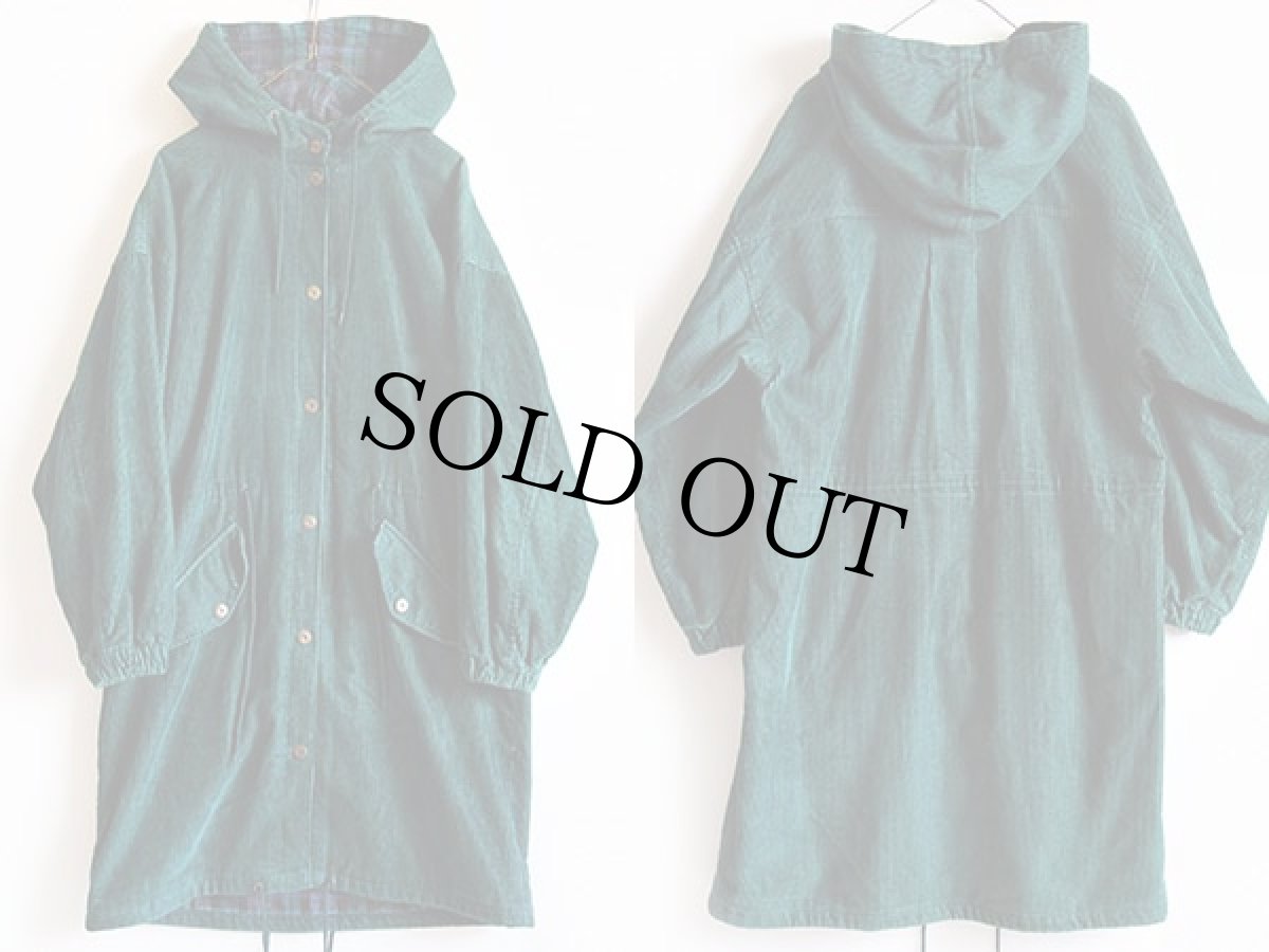 画像2: 90s KARIZMA ネルライナー M-51タイプ コーデュロイ モッズコート 緑 S (2)