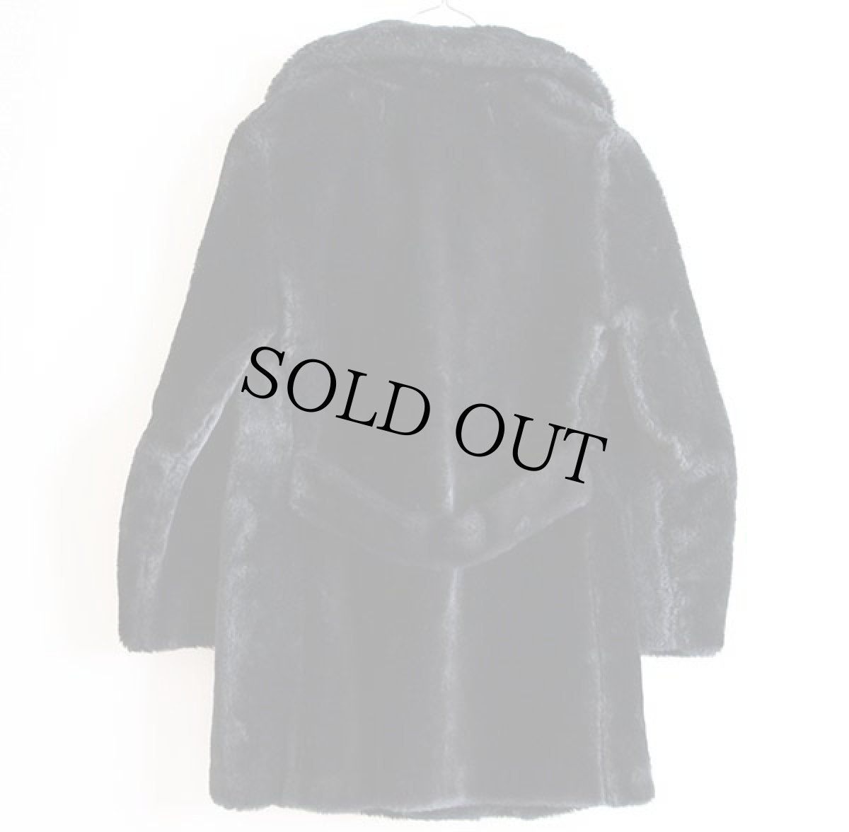 画像2: 80s UNKNOWN ダブルブレスト フェイクファーコート 黒 8 (2)