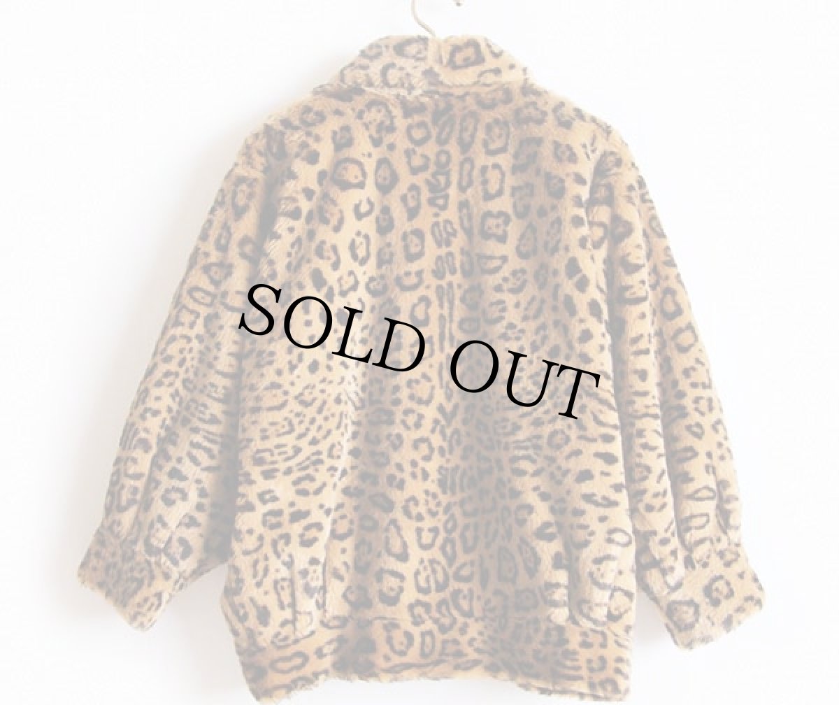 画像2: 80s フランス製 レオパード柄 ショールカラー フェイクファージャケット (2)