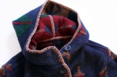 画像4: Woolrichウールリッチ ネイティブ柄 リバーシブル ロング ウール ブランケット コート W-S (4)