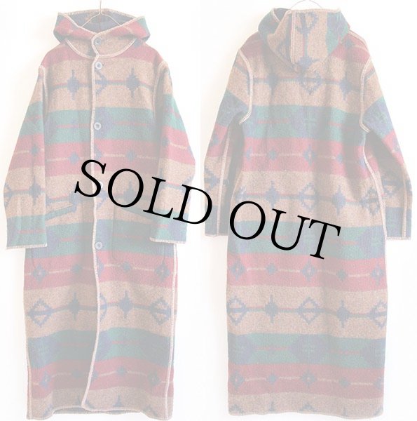 90s USA製 Woolrichウールリッチ ネイティブ柄 ロング ウール