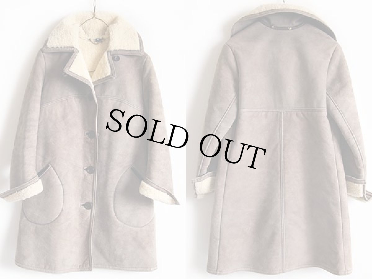 画像2: スコットランド製 antartex ラムスキン リアル ムートンコート グレーベージュ (2)