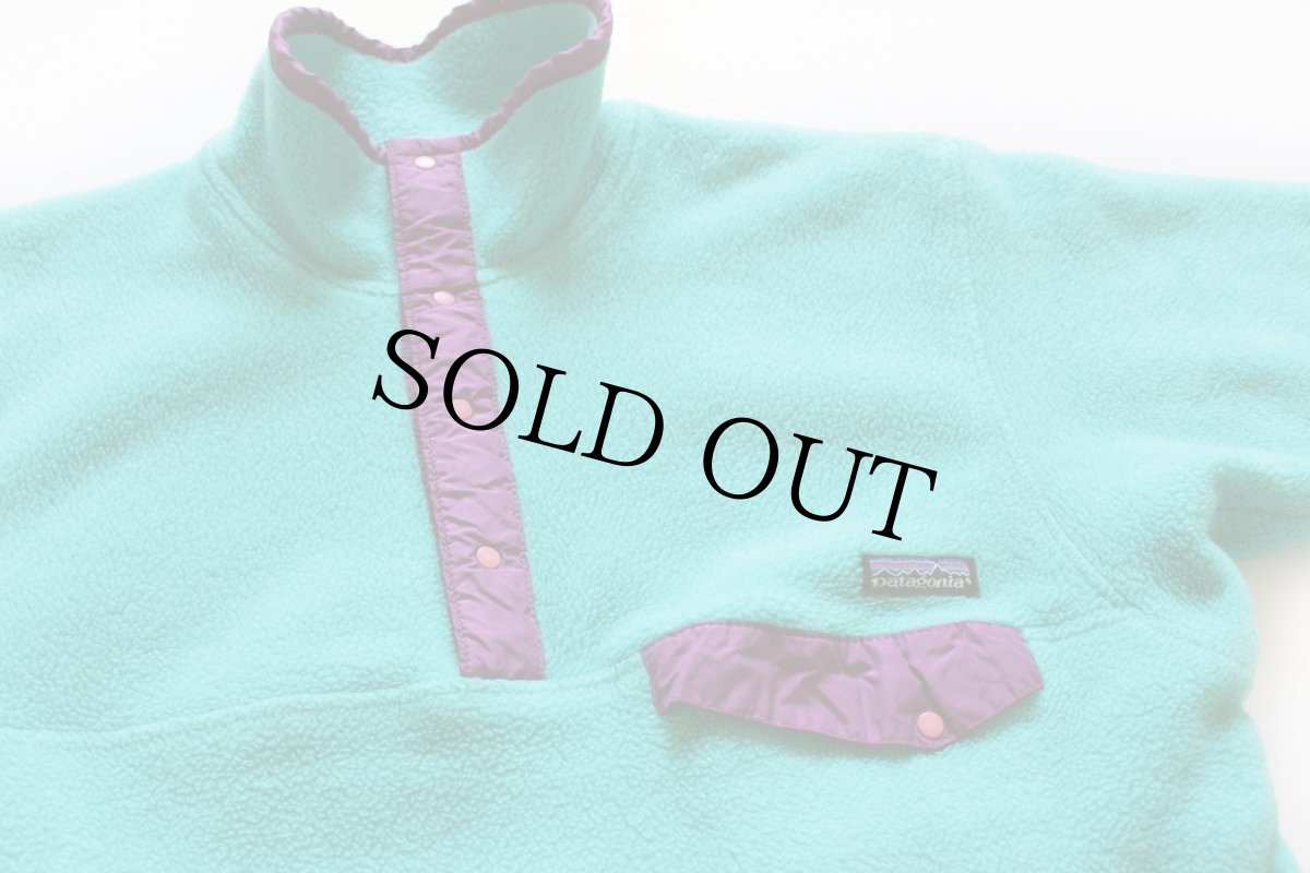 画像3: 80s USA製 patagoniaパタゴニア フリース スナップT エメラルドグリーン M (3)