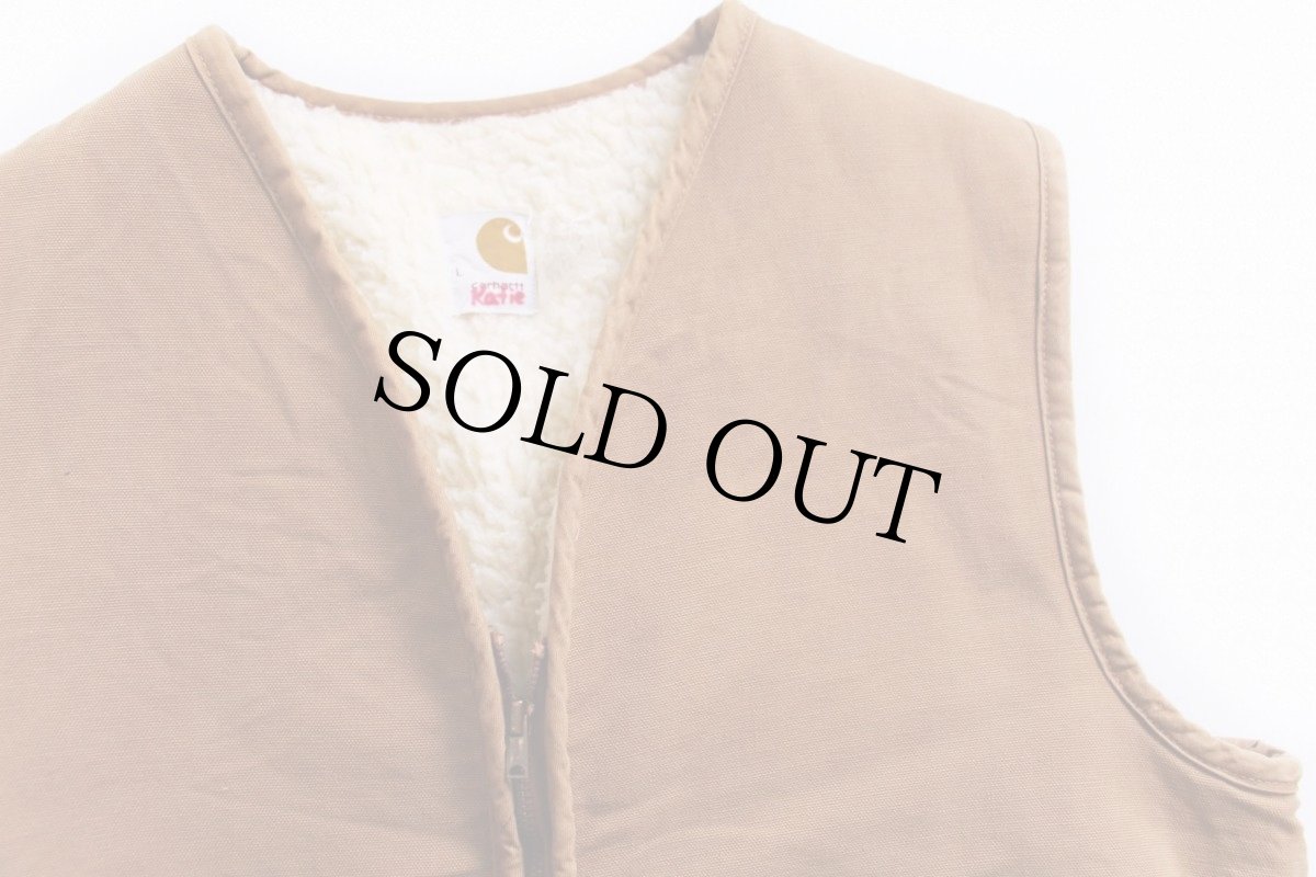 画像3: 70s USA製 carharttカーハート ボアライナー ダックベスト 茶 L (3)