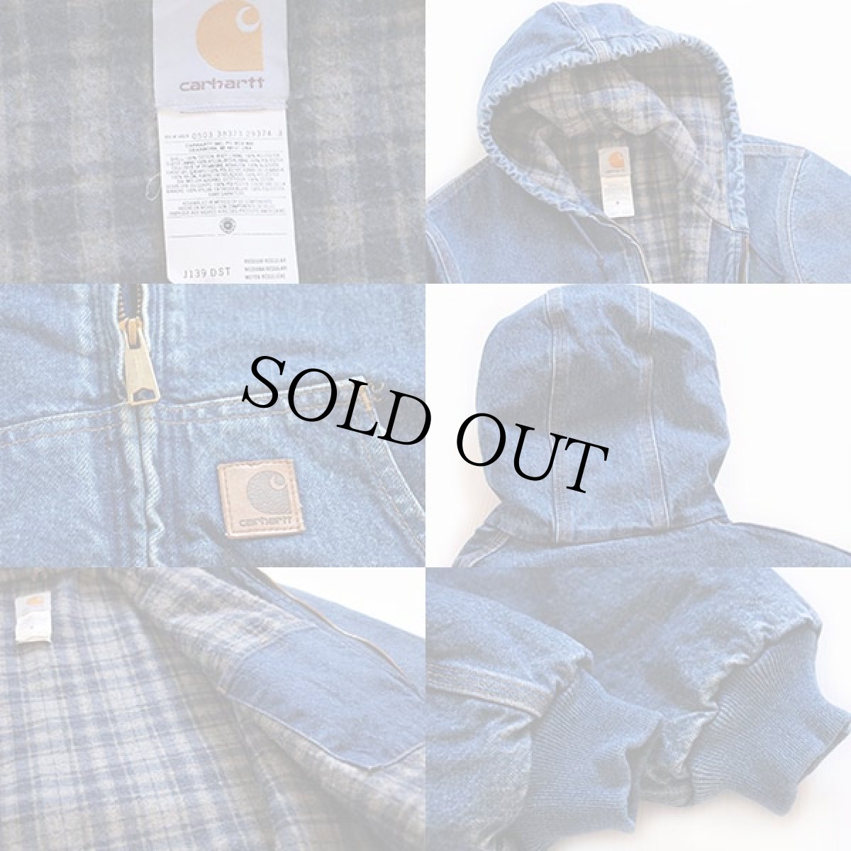 画像3: 00s carharttカーハート チェックライナー デニム アクティブジャケット パーカー M (3)