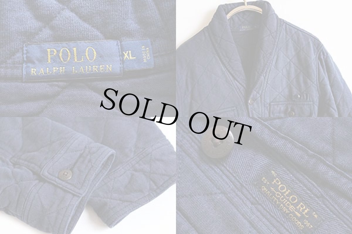 画像3: ポロ ラルフローレン ショールカラー インディゴ キルティングジャケット XL (3)