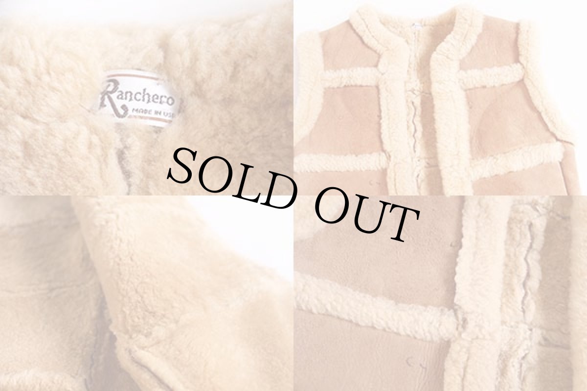 画像3: 70s USA製 Ranchero シープスキン リアル ムートンベスト M (3)