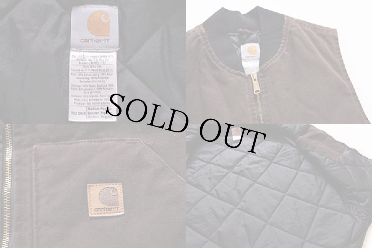 画像3: USA製 carharttカーハート キルティングライナー ダックベスト 焦げ茶 M (3)