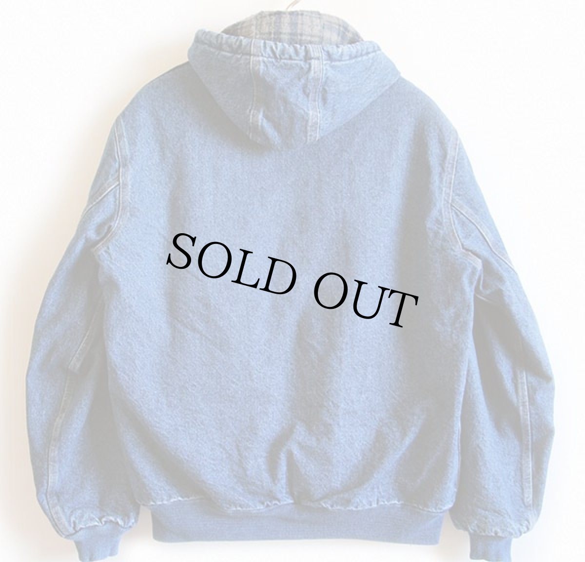 画像2: 00s carharttカーハート チェックライナー デニム アクティブジャケット パーカー M (2)