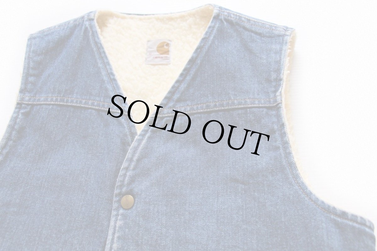 画像3: 70s carharttカーハート ボアライナー デニムベスト M (3)