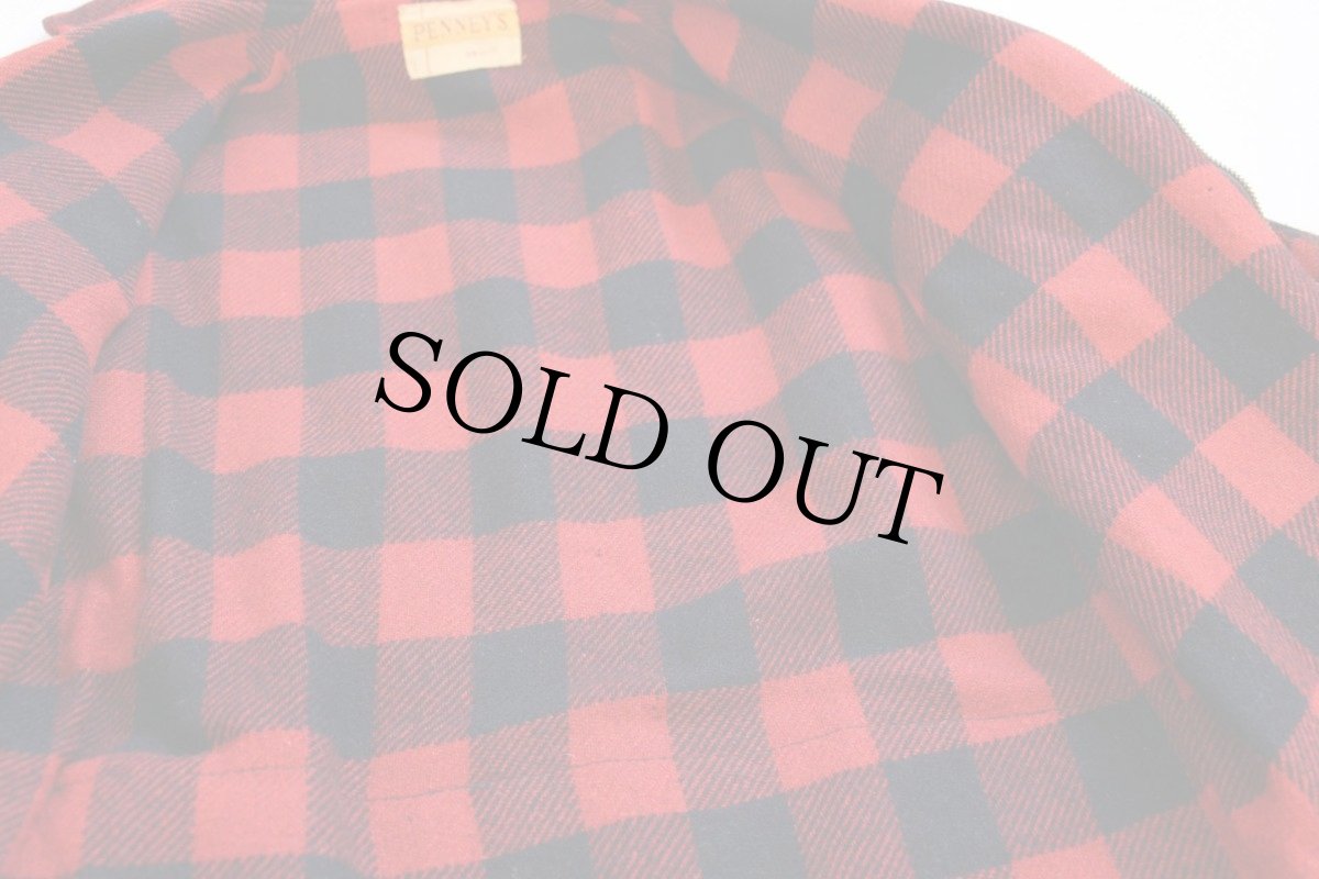 画像6: 50s PENNEY'S チェック マッキーノ ウールジャケット 赤×黒 36 (6)