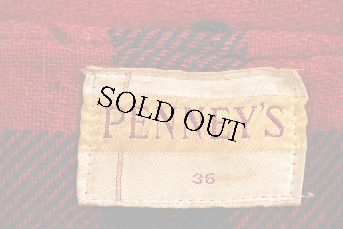 画像4: 50s PENNEY'S チェック マッキーノ ウールジャケット 赤×黒 36 (4)