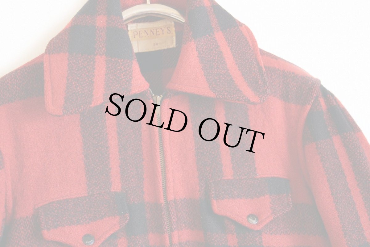 画像3: 50s PENNEY'S チェック マッキーノ ウールジャケット 赤×黒 36 (3)