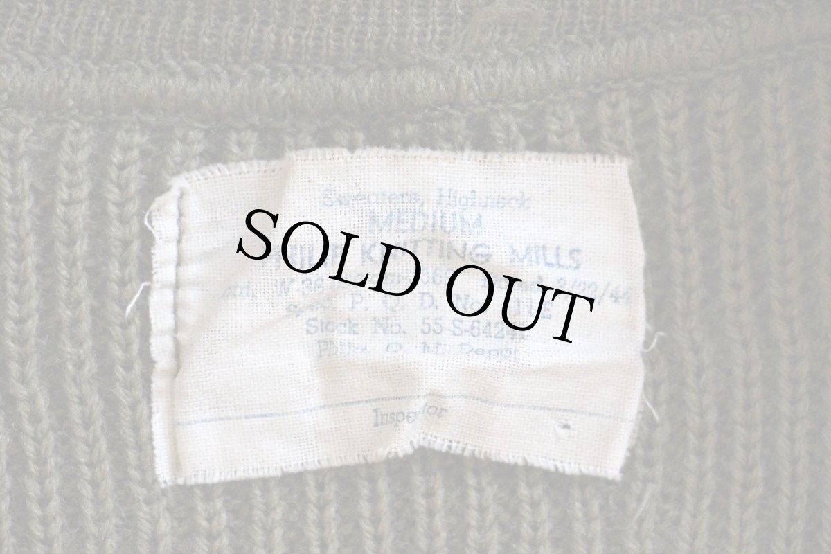 画像4: 40s 米軍 U.S.ARMY 5ボタン ハイネック ウールニット セーター M (4)