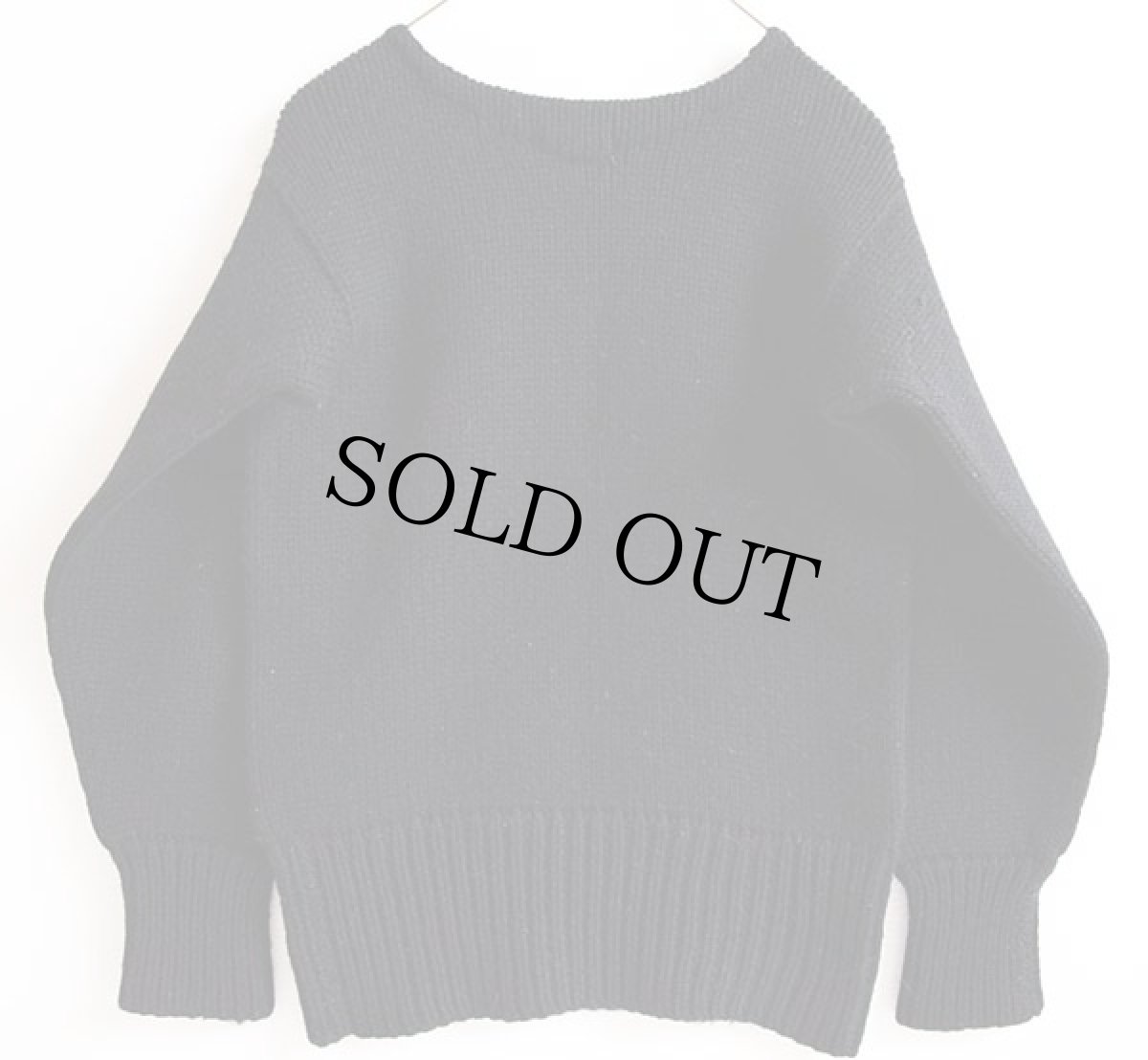 画像2: 50s HANSON ボートネック ローゲージ ウールニット セーター 黒 (2)