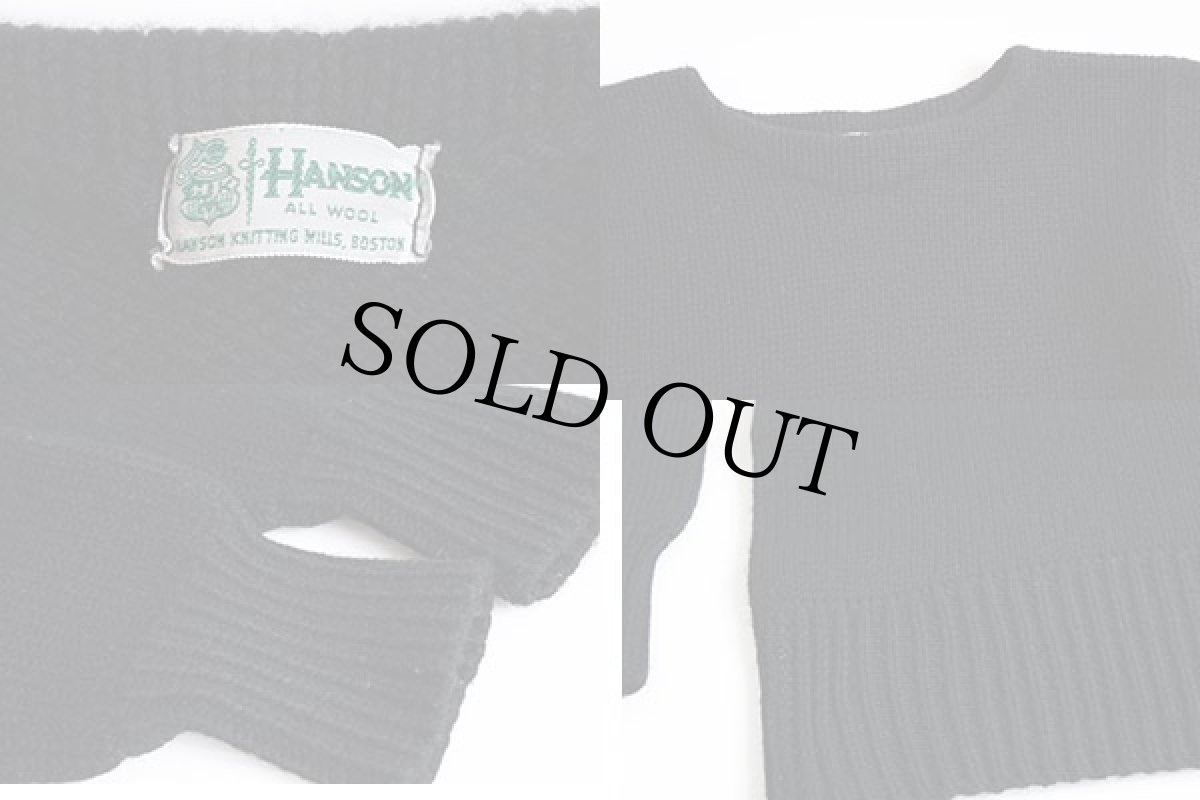 画像4: 50s HANSON ボートネック ローゲージ ウールニット セーター 黒 (4)
