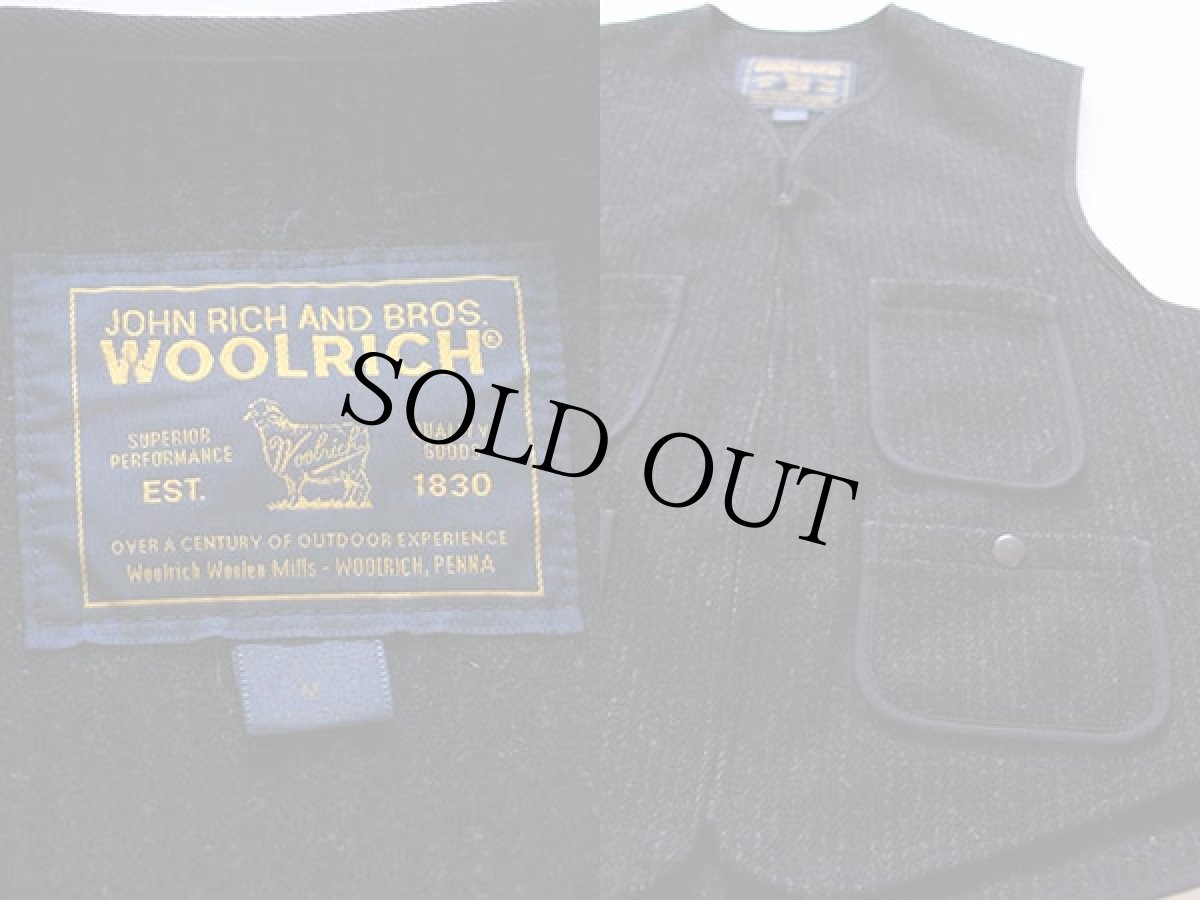 画像3: 00s USA製 Woolrichウールリッチ チョークストライプ ウールベスト 黒 M (3)