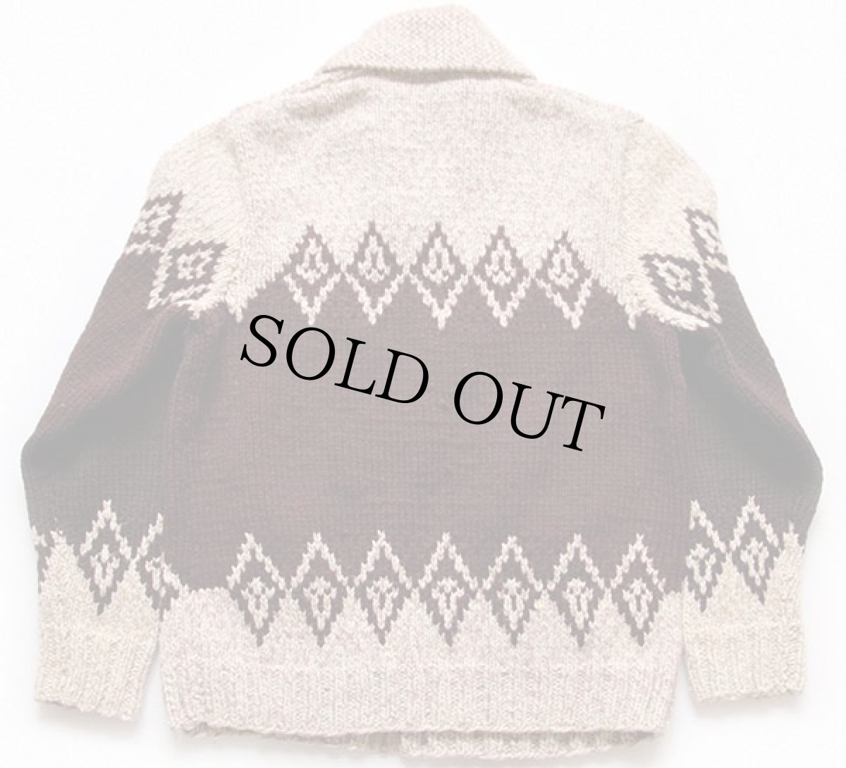 画像2: 60s ダイヤ柄  ウール カウチンセーター (2)