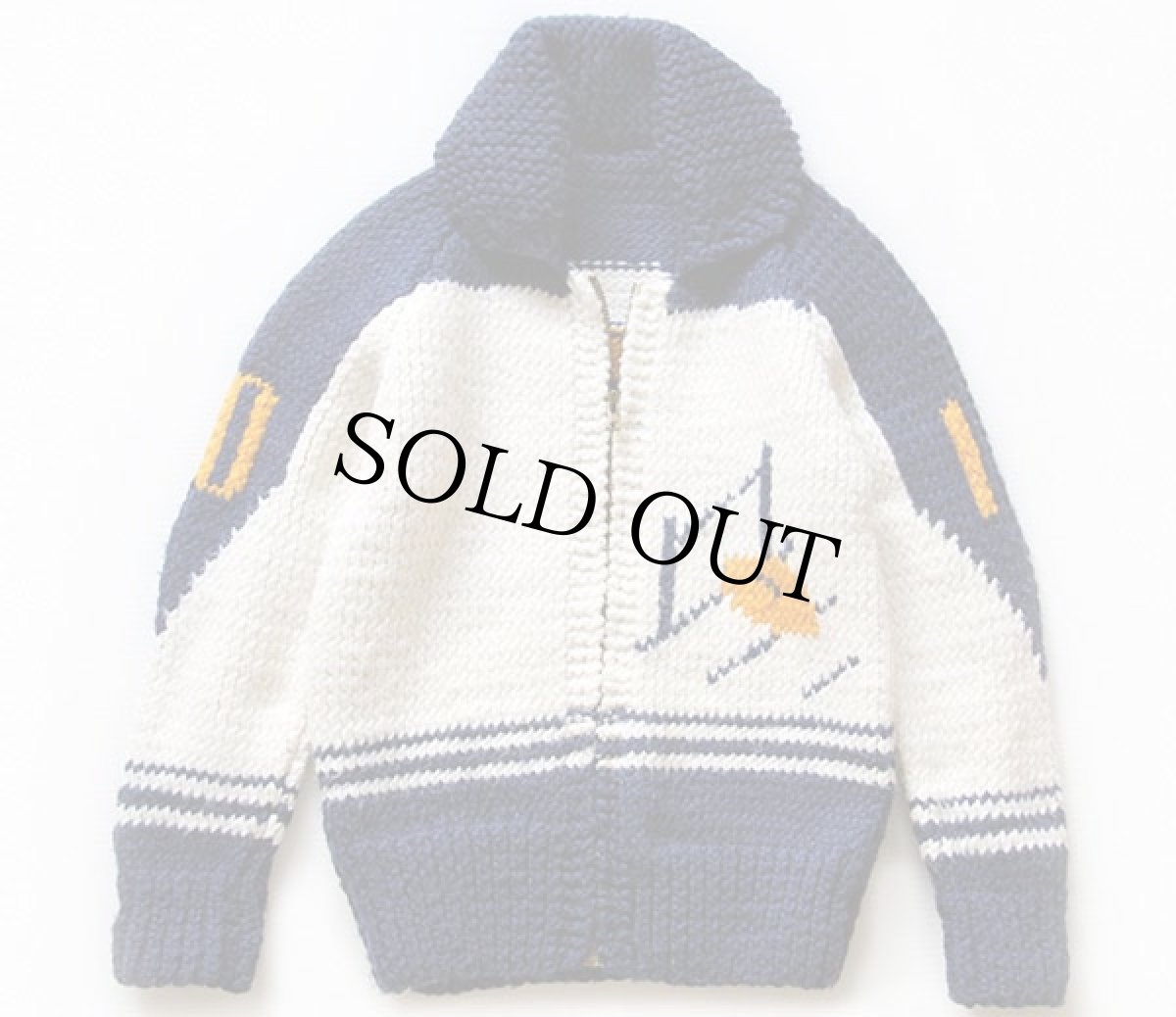 画像2: 60s アメフト柄  ウール カウチンセーター キッズ (2)