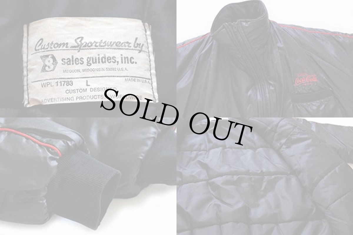 画像3: 80s USA製 Coca-Colaコカコーラ ロゴ刺繍 中綿入り ナイロンジャケット 黒 L (3)