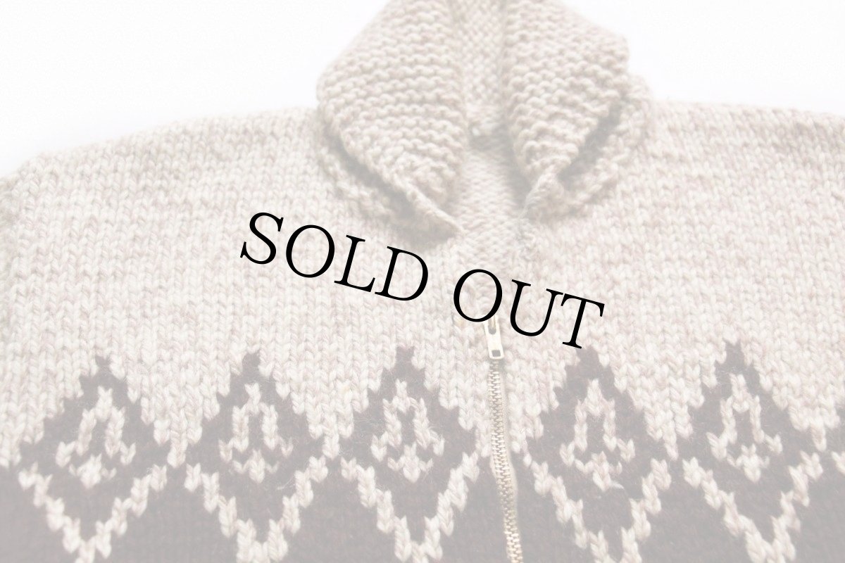 画像3: 60s ダイヤ柄  ウール カウチンセーター (3)