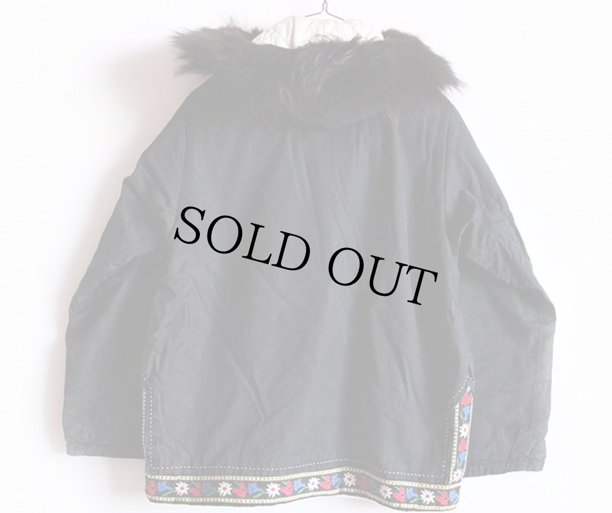 画像2: 60s White Stag チロリアンテープ リアルファー キルティングライナー コットンパーカー 黒 (2)