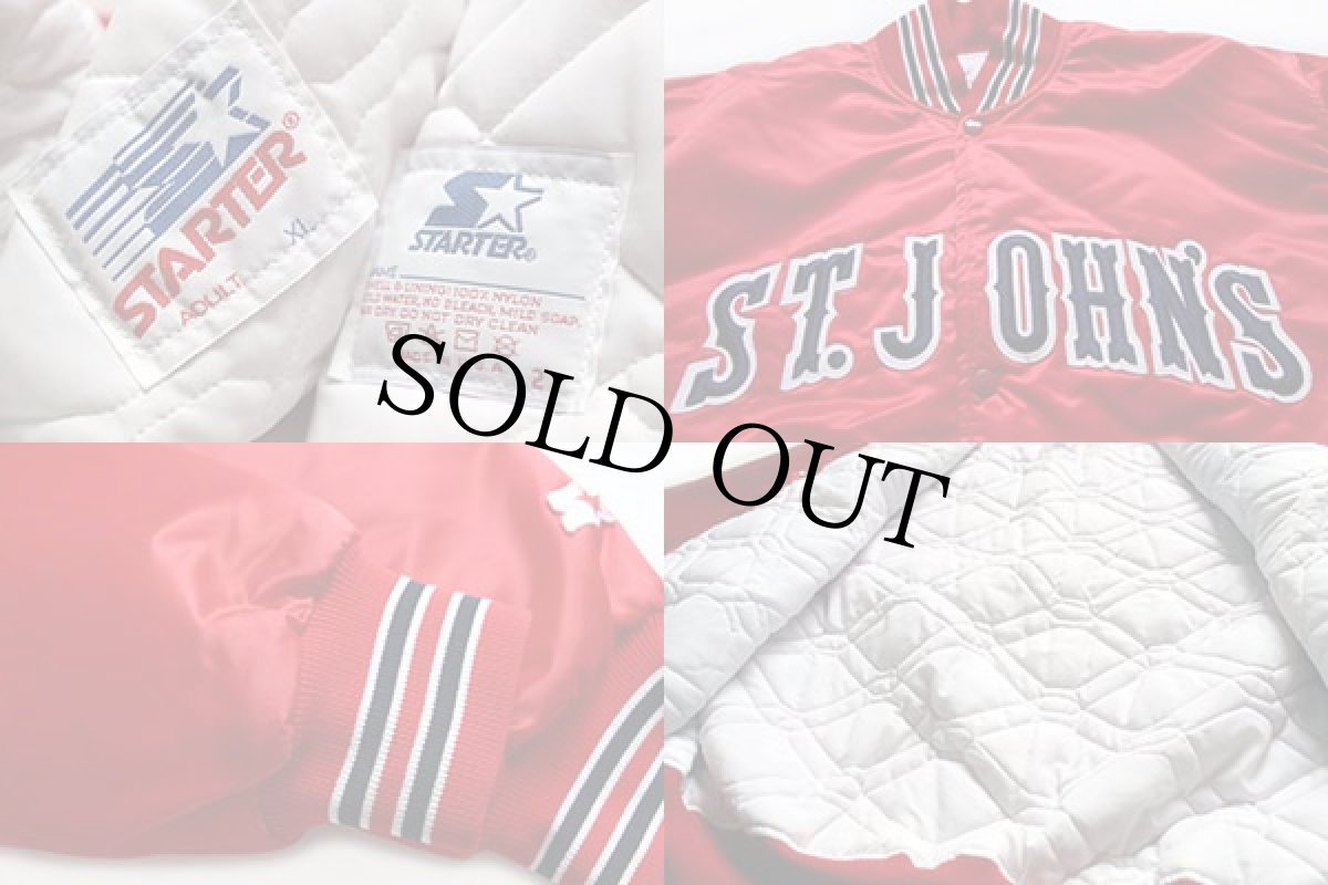 画像3: 90s USA製 STARTERスターター ST.JOHN'S ナイロンスタジャン 赤 XL (3)