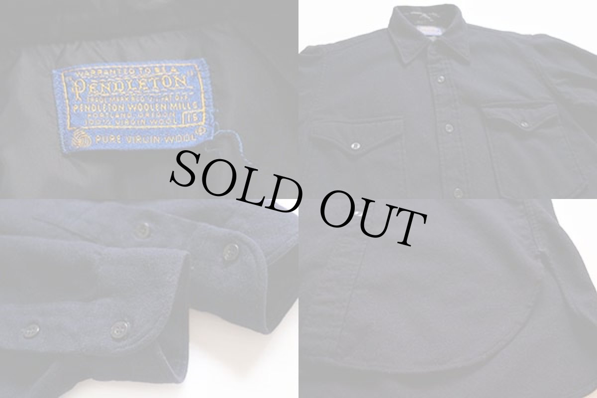 画像3: 60s PENDLETONペンドルトン 無地 ウールシャツ 紺 15 (3)