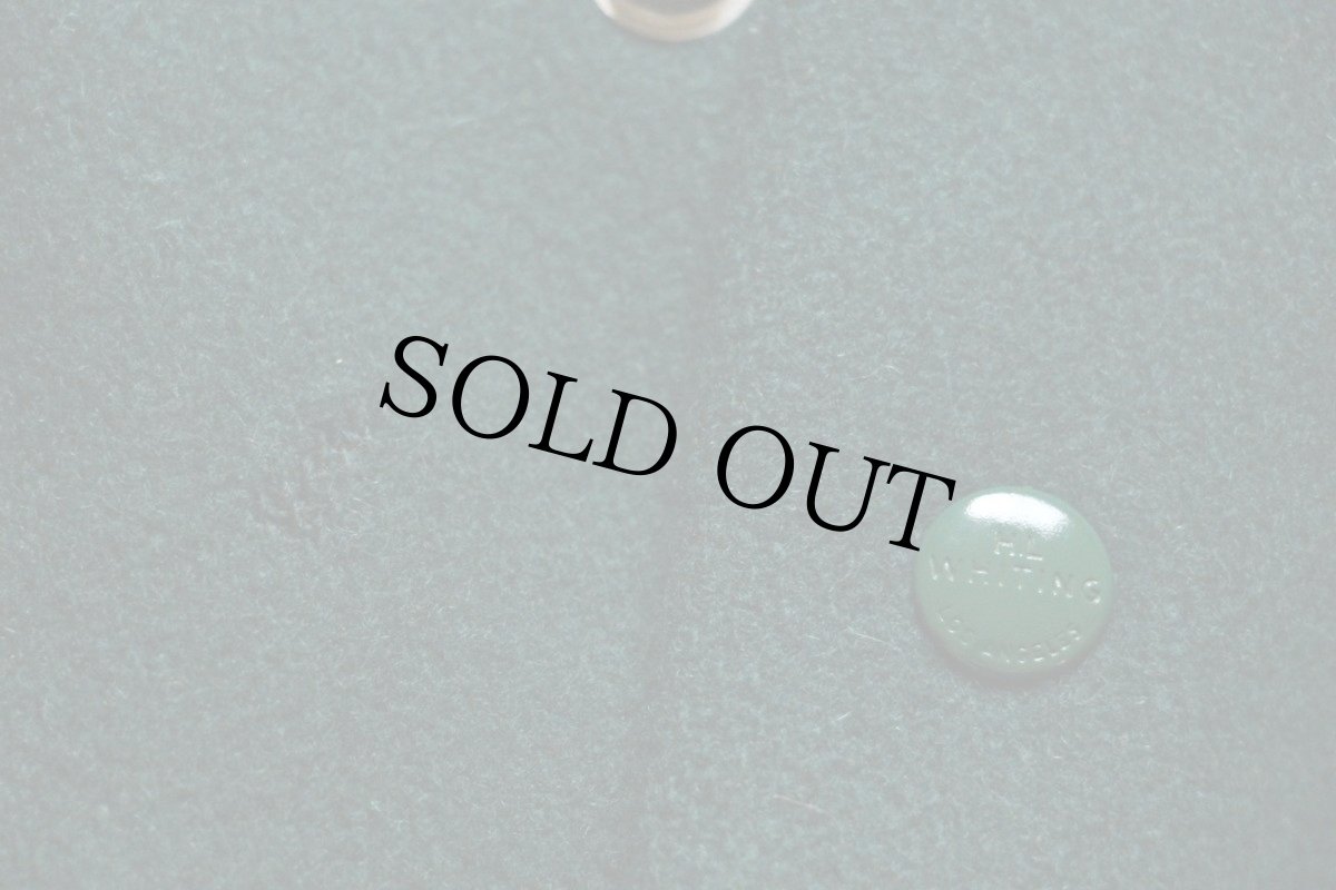 画像5: 50s Whiting メルトン ウール 袖革スタジャン 緑×アイボリー 40 (5)