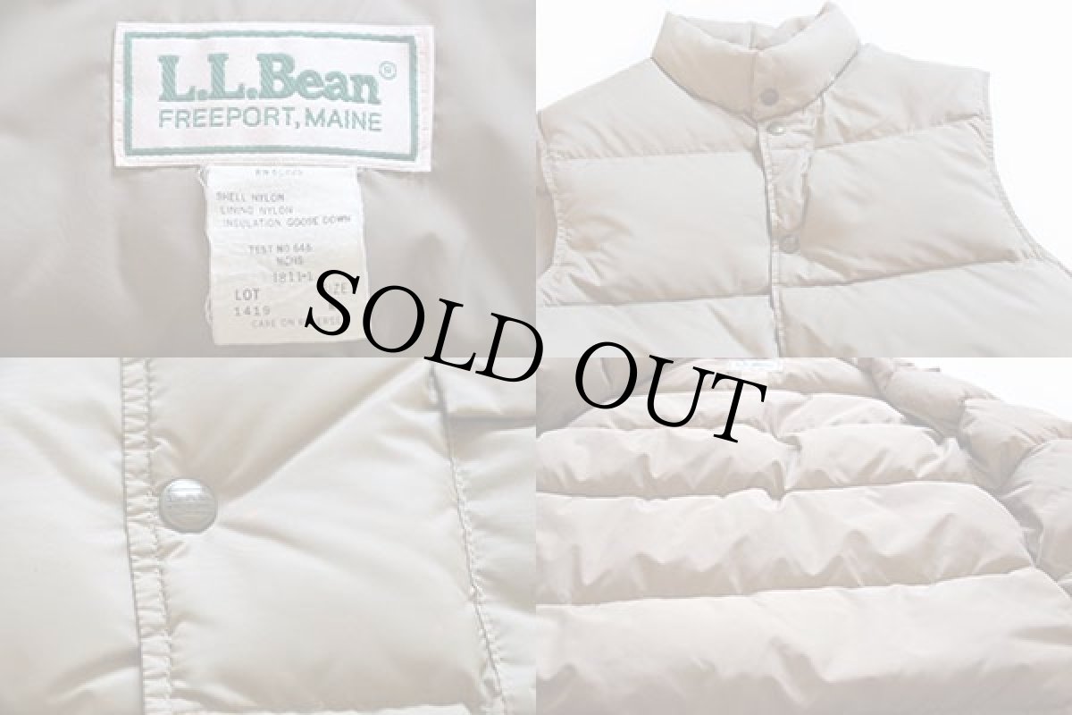 画像3: 80s L.L.Bean ナイロン ダウンベスト ベージュ M (3)