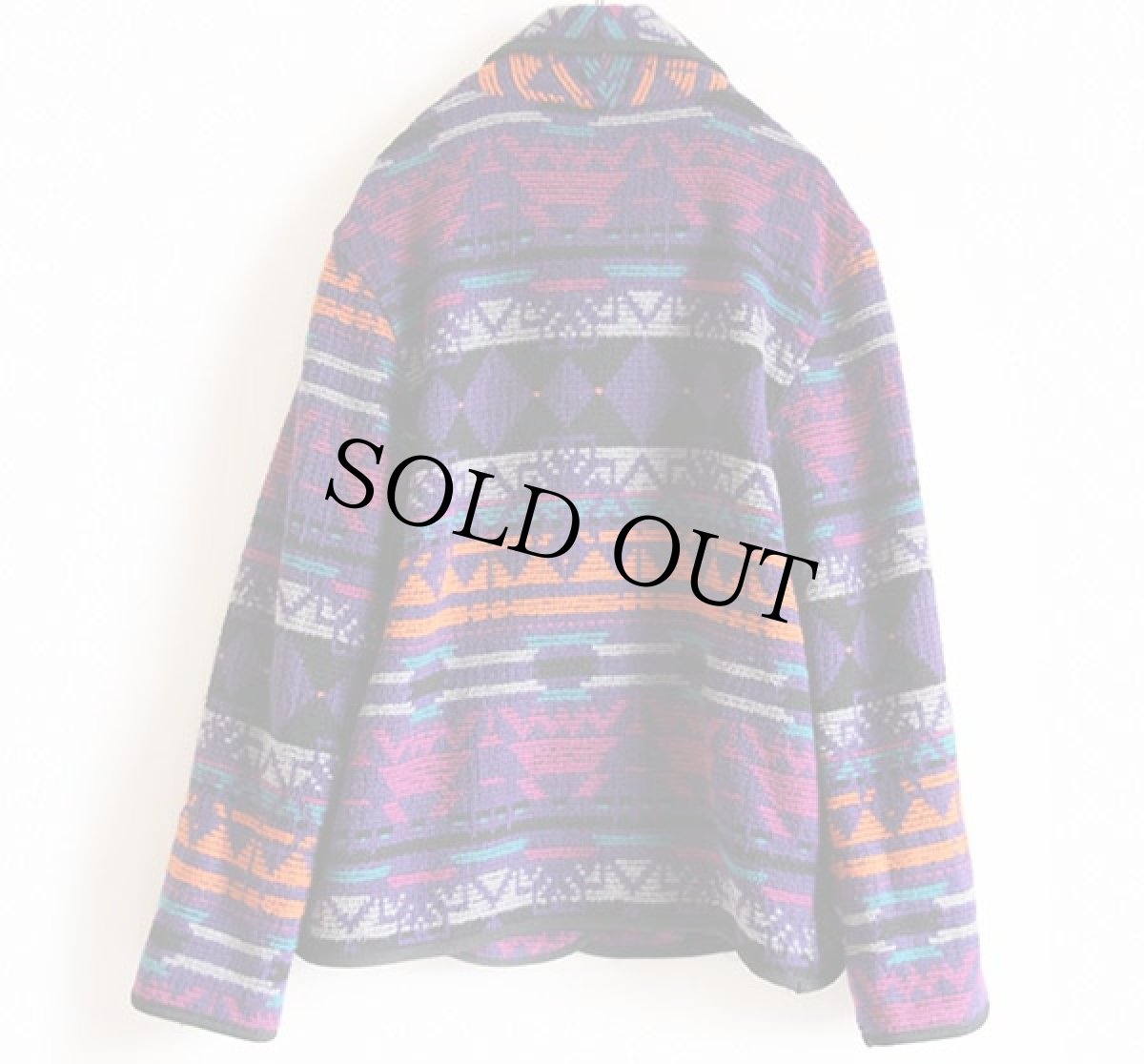 画像2: 80s Michael Lewis ネイティブ柄 ショールカラー ウール ラグジャケット (2)